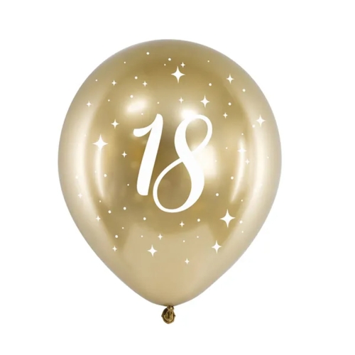 BALON PARTY DECO GLOSSY 18 URODZINY ZŁOTY 30cm 1szt
