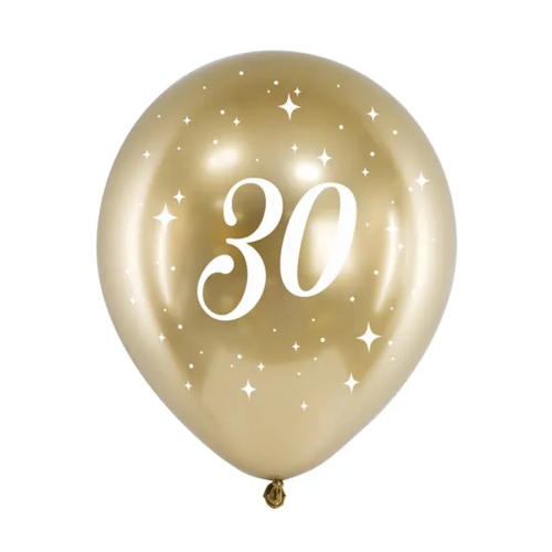 BALON PARTY DECO GLOSSY 30 URODZINY ZŁOTY 30cm 1szt