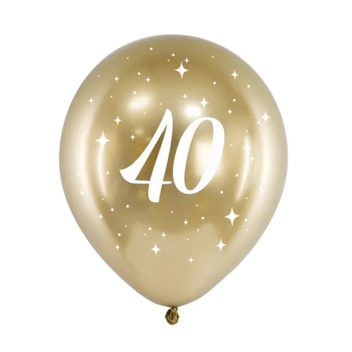 BALON PARTY DECO GLOSSY 40 URODZINY ZŁOTY 30cm 1szt