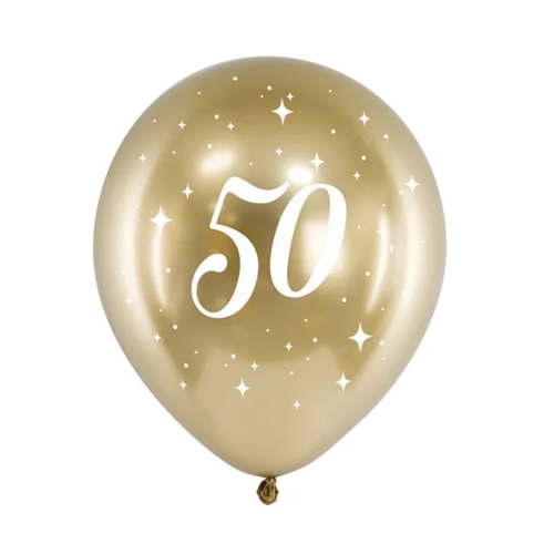 BALON PARTY DECO GLOSSY 50 URODZINY ZŁOTY 30cm 1szt