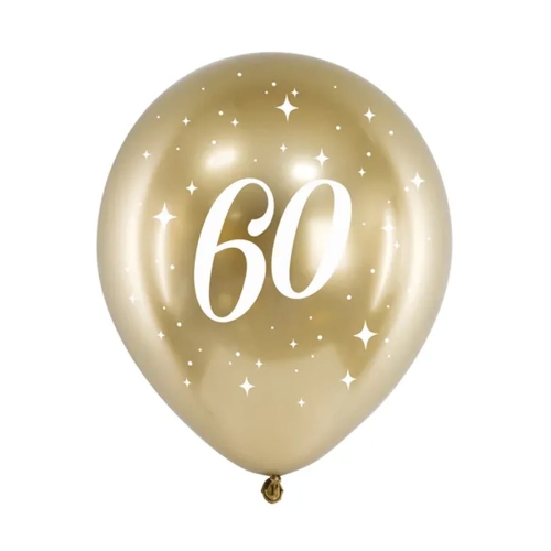BALON PARTY DECO GLOSSY 60 URODZINY ZŁOTY 30cm 1szt