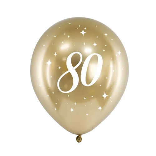 BALON PARTY DECO GLOSSY 80 URODZINY ZŁOTY 30cm 1szt