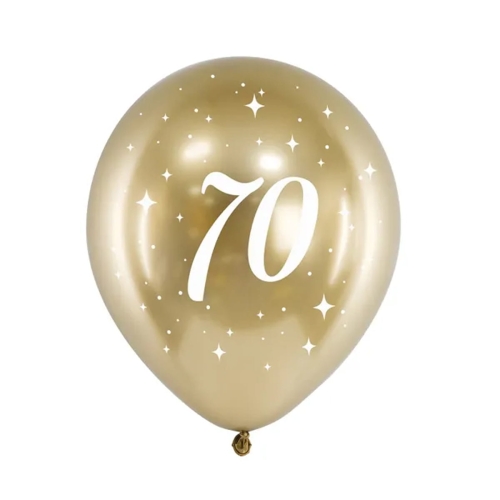 BALON PARTY DECO GLOSSY 70 URODZINY ZŁOTY 30cm 1szt