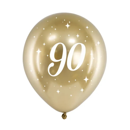 BALON PARTY DECO GLOSSY 90 URODZINY ZŁOTY 30cm 1szt
