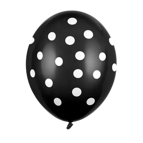BALON PARTY DECO STRONG PASTEL KROPKI BIAŁO-CZARNY 30cm 1szt