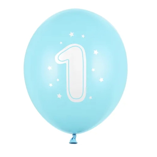 BALON PARTY DECO STRONG PASTEL CYFRA 1 BŁĘKITNY 30cm 1szt