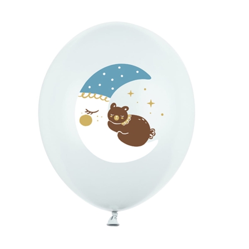 BALON PARTY DECO STRONG PASTEL MIŚ NA KSIĘŻYCU BŁĘKITNY 30cm 1szt