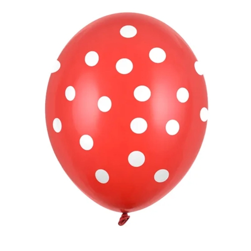 BALON PARTY DECO STRONG KROPKI CZERWONY 30cm 1szt
