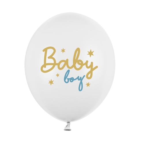 BALON PARTY DECO STRONG PASTEL BABY BOY BIAŁY 30cm 1szt