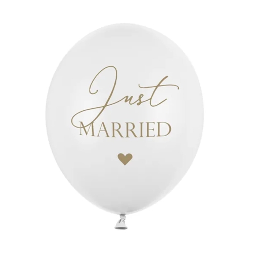 BALON PARTY DECO STRONG PASTEL JUST MARRIED BIAŁY 30cm 1szt