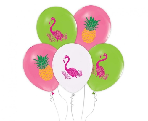 BALON GODAN PASTEL FLAMINGI I ANANASY MIX 30cm 1szt
