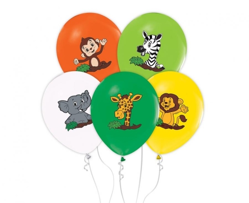 BALON GODAN PASTEL ZWIERZĄTKA SAFARI MIX 30cm 1szt