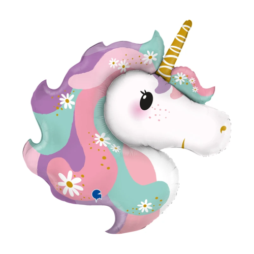 BALON GRABO JEDNOROŻEC GŁOWA PASTELOWY 32" 81cm