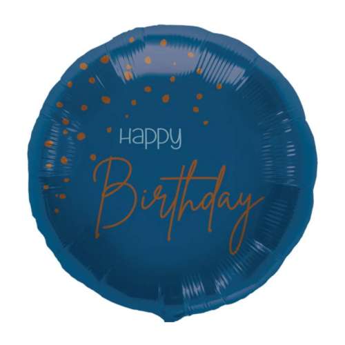 BALON FOLAT HAPPY BIRTHDAY OKRĄGŁY GRANATOWY 18'' 46cm