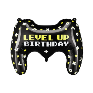 BALON PARTY DECO GAMEPAD LEVEL UP BIRTHDAY CZARNY 28'' 72cm