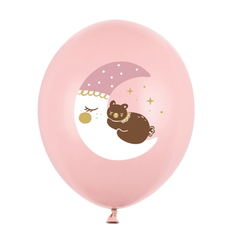 BALON PARTY DECO STRONG PASTEL MIŚ NA KSIĘŻYCU RÓŻOWY 30cm 1szt