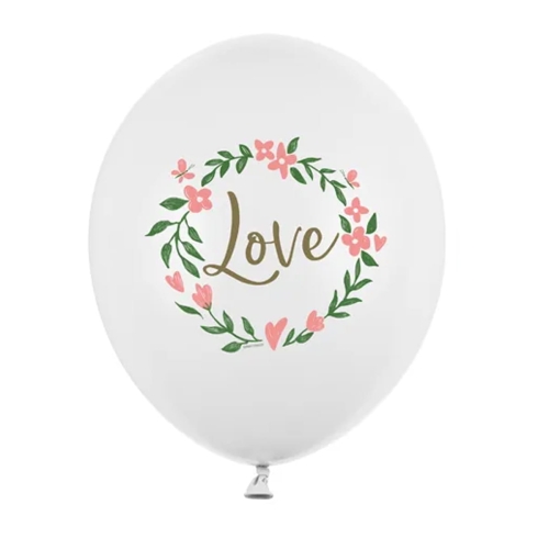 BALON PARTY DECO STRONG PASTEL LOVE BIAŁY 30cm 1szt