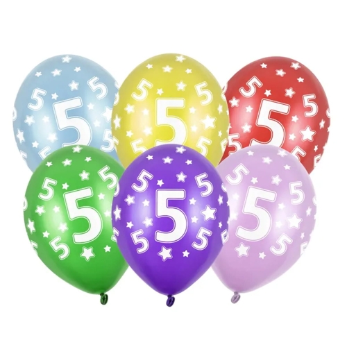 BALON PARTY DECO STRONG METALLIC 5 BIRTHDAY MIX 30cm 1szt