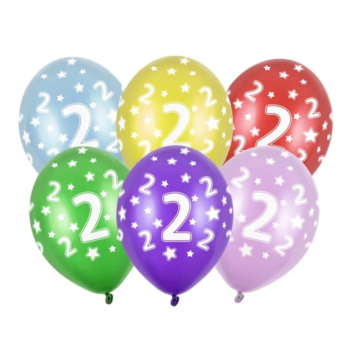BALON PARTY DECO STRONG METALLIC 2 BIRTHDAY MIX 30cm 1szt