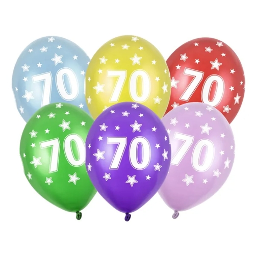BALON PARTY DECO STRONG METALLIC 70 BIRTHDAY MIX 30cm 1szt