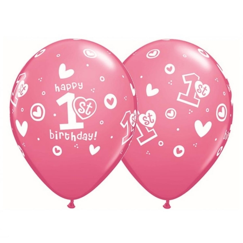 BALON QUALATEX PASTEL 1 HAPPY BIRTHDAY RÓŻOWY 27cm 1szt