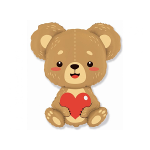 BALON FLEXMETAL MIŚ Z SERDUSZKIEM BRĄZOWY 24'' 61cm