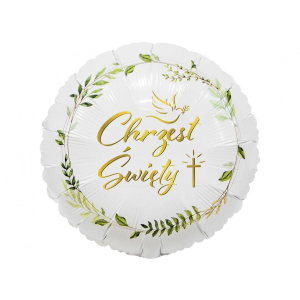 BALON GODAN CHRZEST ŚWIĘTY LISTKI GOŁĄB BIAŁY 18'' 46cm