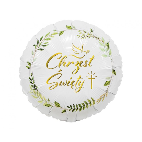 BALON GODAN CHRZEST ŚWIĘTY LISTKI GOŁĄB BIAŁY 18'' 46cm