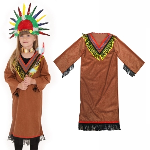 STRÓJ SUKIENKA INDIANKA WELUROWA BRĄZOWA 134-140