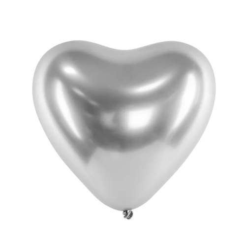 BALON PARTY DECO GLOSSY SERCE SREBRNY 30cm 1szt