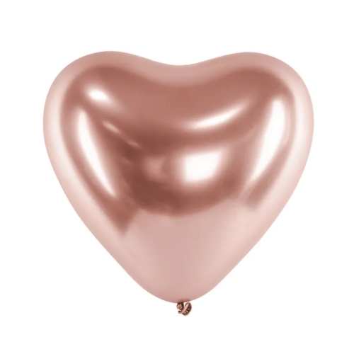 BALON PARTY DECO GLOSSY SERCE RÓŻOWE ZŁOTO 30cm 1szt