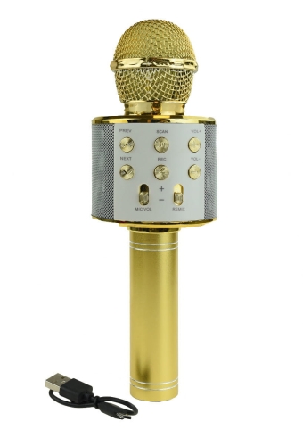 MIKROFON BEZPRZEWODOWY KARAOKE ZŁOTY