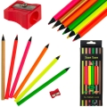 KREDKI OŁÓWKOWE NEONOWE 6szt + TEMPERÓWKA