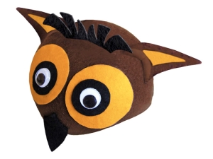 CZAPKA SOWA RUCHOME OCZY BRĄZOWA