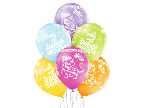 BALON BELBAL PASTEL BIRTHDAY BOY DINOZAURY MIX 30cm 1szt