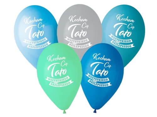 BALON GEMAR PASTEL KOCHAM CIĘ TATO MIX 30cm 1szt