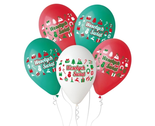 BALON GEMAR PASTEL WESOŁYCH ŚWIĄT MIX 30cm 1szt