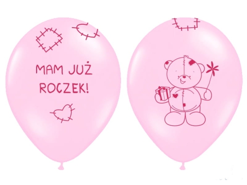 BALON PARTY DECO STRONG PASTEL MAM JUŻ ROCZEK MIŚ RÓŻOWY 30cm 1szt
