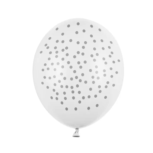 BALON PARTY DECO STRONG PASTEL KROPKI BIAŁY 30cm 1szt