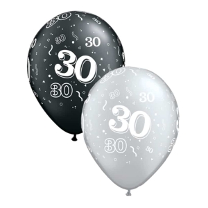 BALON QUALATEX METALLIC 30 URODZINY MIX 27cm 1szt