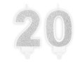 ZESTAW ŚWIECZKI 20 BROKAT SREBRNE 2szt