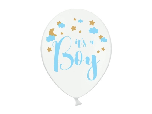 BALON PARTY DECO STRONG PASTEL ITS A BOY BIAŁY 30cm 1szt
