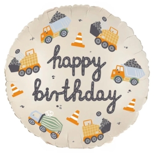 BALON PARTY DECO HAPPY BIRTHDAY POJAZDY BUDOWLANE 18'' 46cm