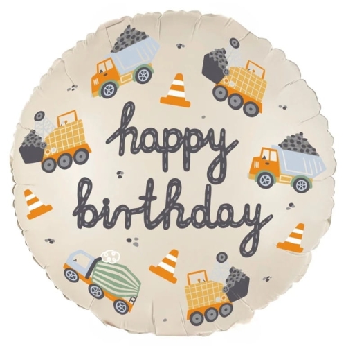 BALON PARTY DECO HAPPY BIRTHDAY POJAZDY BUDOWLANE 18'' 46cm