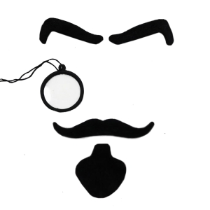 ZESTAW BRODA Z WĄSAMI I BRWIAMI + MONOKL FILC CZARNY