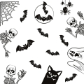 NAKLEJKI NA OKNO HALLOWEEN BIAŁO-CZARNE 8szt