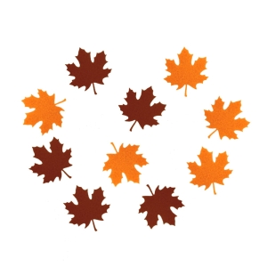 KONFETTI JESIENNE LIŚCIE FILCOWE POMARAŃCZOWO-BRĄZOWE 10szt