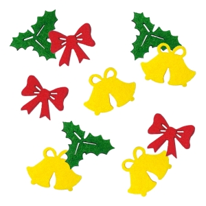 KONFETTI OSTROKRZEW DZWONECZKI KOKARDKI FILC 10szt