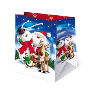 TOREBKA PREZENTOWA MIKOŁAJ BAŁWAN PINGWIN BIAŁO-GRANATOWY 42x29cm