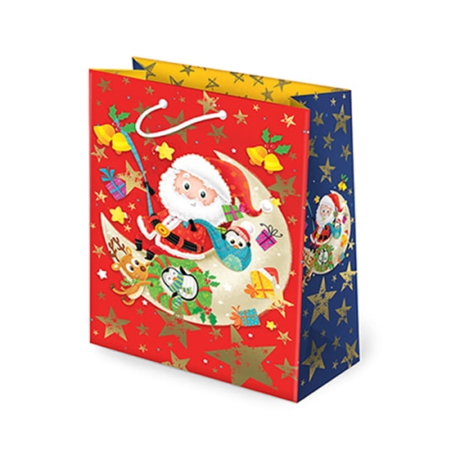 TOREBKI PREZENTOWE MIKOŁAJ NA KSIĘŻYCU CZERWONA 32x23cm
